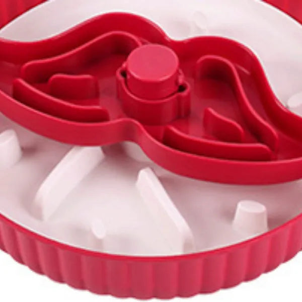Pet food basin with rotating game board and textured silicone pad in multiple colour options including beige, blue, gray, green, and red