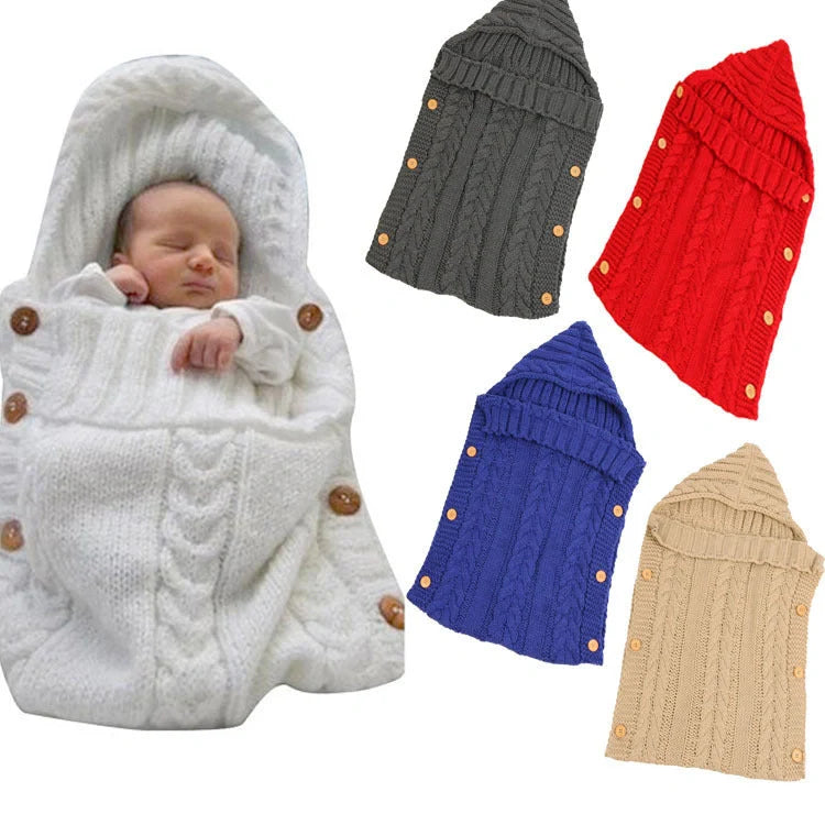 Newborn knit sleeping bag in various colors for autumn and winter, 70x35cm