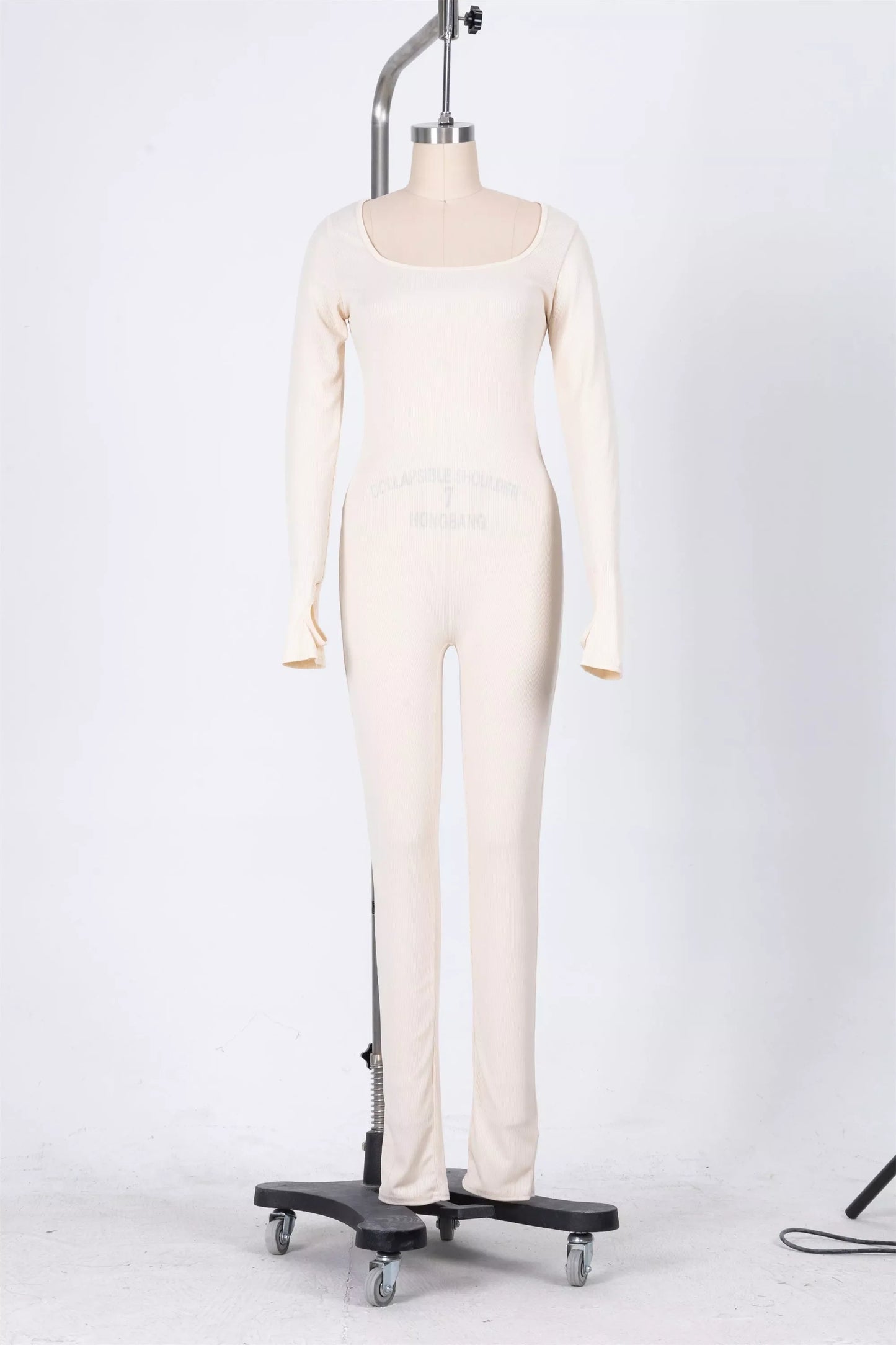 Women's long sleeve yoga jumpsuit with square collar in various colors