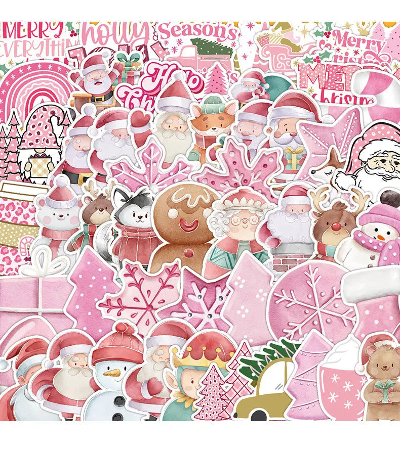 Pack of 50 cute Christmas decoration waterproof vinyl stickers for car, phone, laptop.