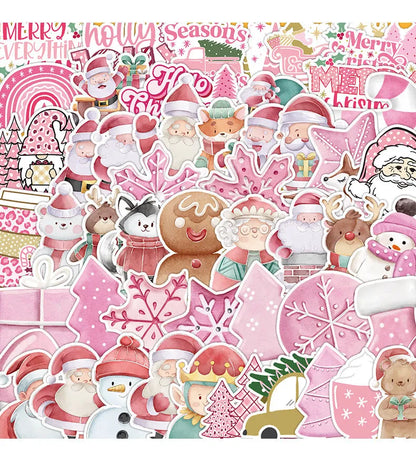 Pack of 50 cute Christmas decoration waterproof vinyl stickers for car, phone, laptop.
