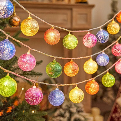 XINGX heart-shaped electroplated ball Christmas pendant lights in gold gift bag, star, ball, macaron and spiral designs