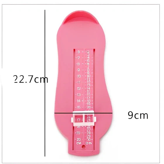Blue children's foot measuring ruler with 0-20cm scale on ABS plastic 22.7x9x2.5cm