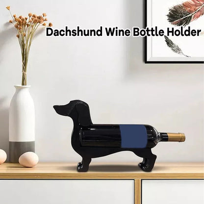 Dachshund-shaped wine bottle holder in various colors for creative home decor