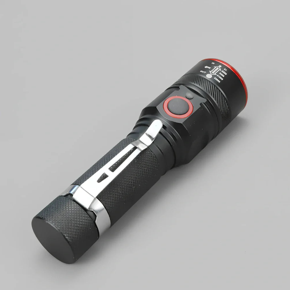 LED torch with dimming switch and constant voltage technology for reliable illumination