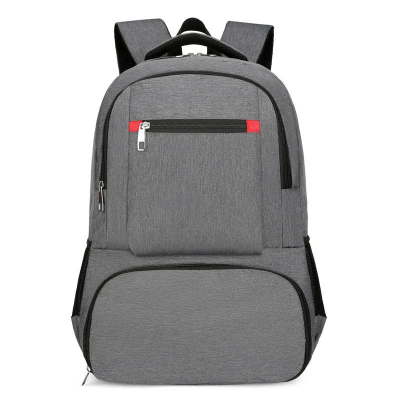 Oxford cloth insulated backpack in light grey with curved shoulder straps and dry-wet separation compartments