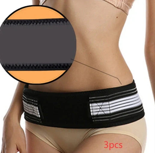 Double-reinforced Pelvic Repair Orthosis Protective Belt in black, available with or without vents for adjustable pelvic support and correction