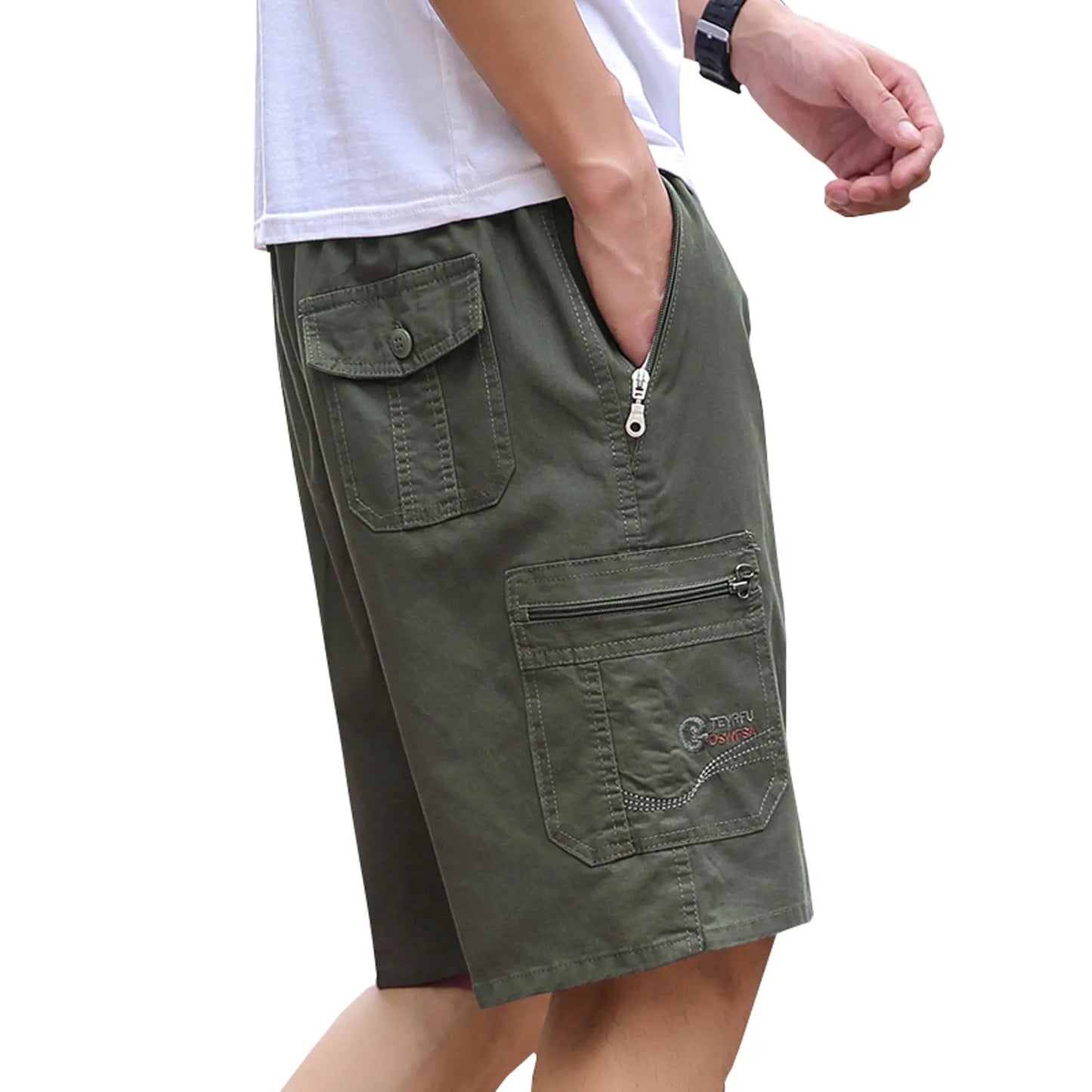Men's loose fit straight-leg cotton blend trousers in light grey colour
