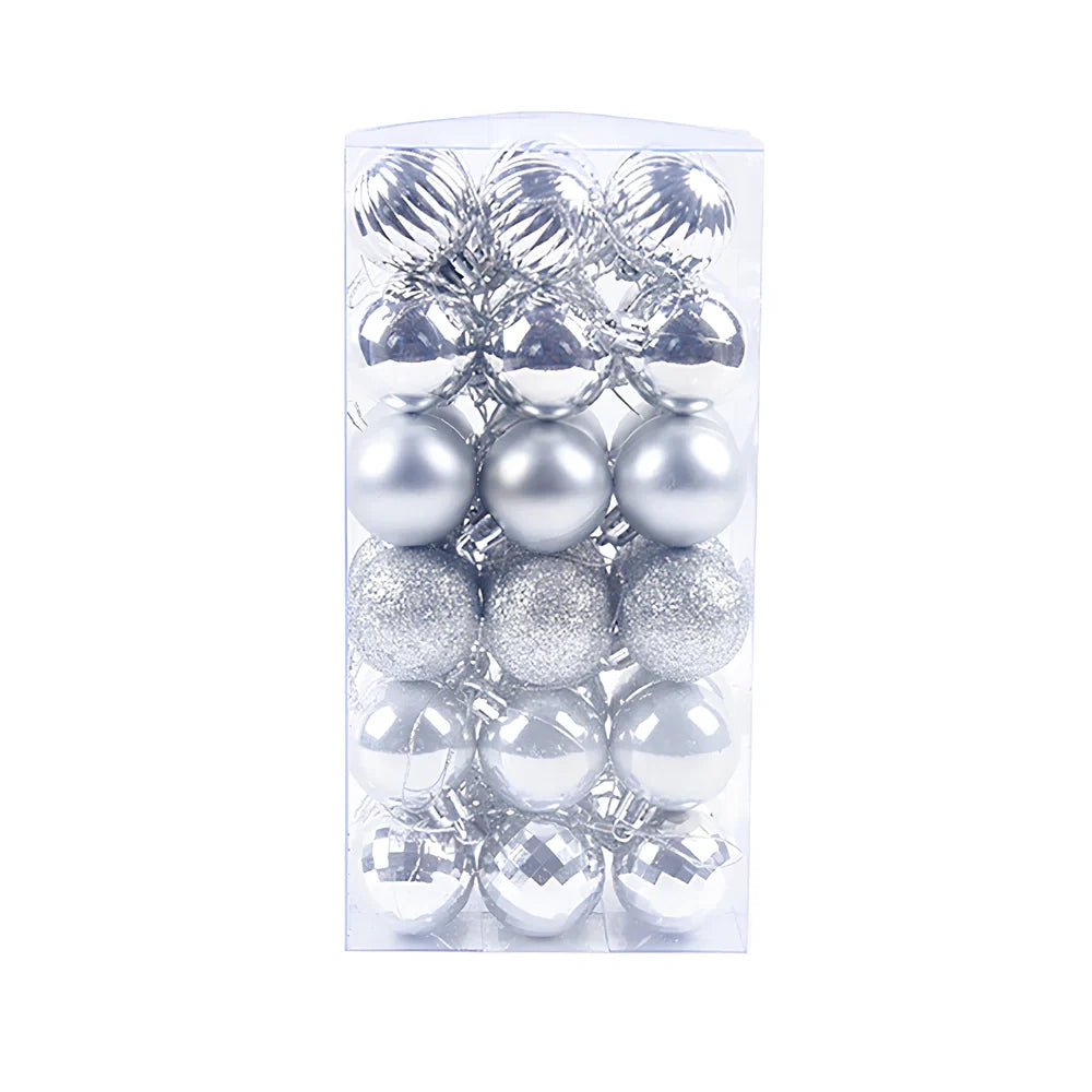 36 Christmas decoration balls in 16 colours with 4cm diameter spherical design
