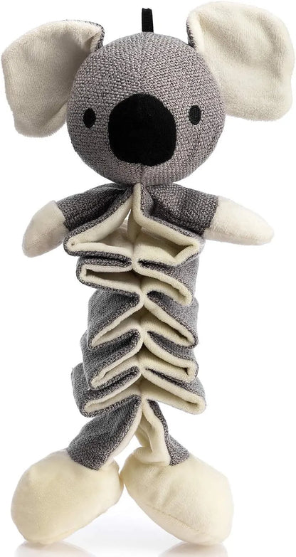 Gray koala dog toy with crinkle paper, 30cm long, for small medium large dogs to chew and play