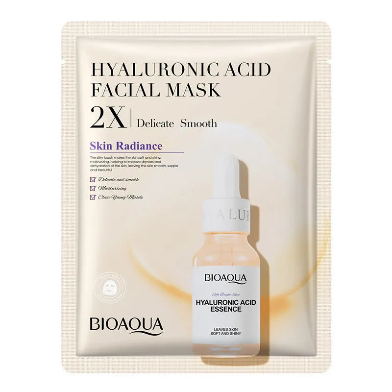 Collagen and hyaluronic acid facial sheet mask set with four variant packages showing 30g gel masks