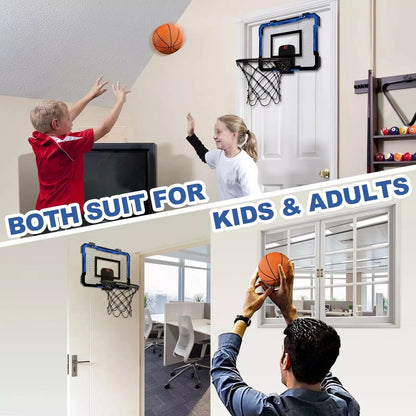 Indoor dunk basketball hoop shooting toy with scoreboard and two balls