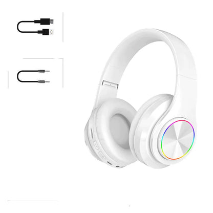 Folding wireless Bluetooth headset with 40mm speakers in black, blue, or white colour options