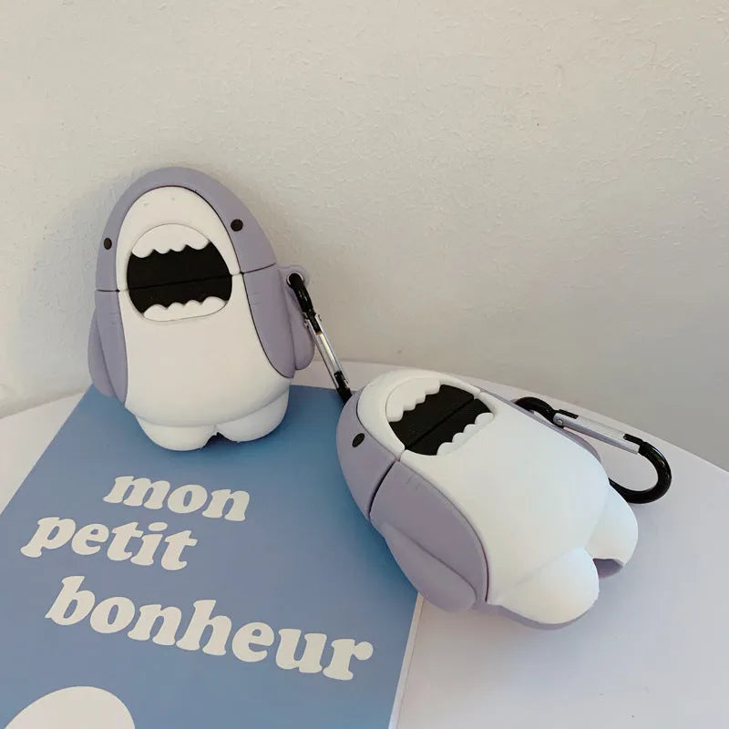 Silicone protective case for AirPods 1 and 2 with shark fin design