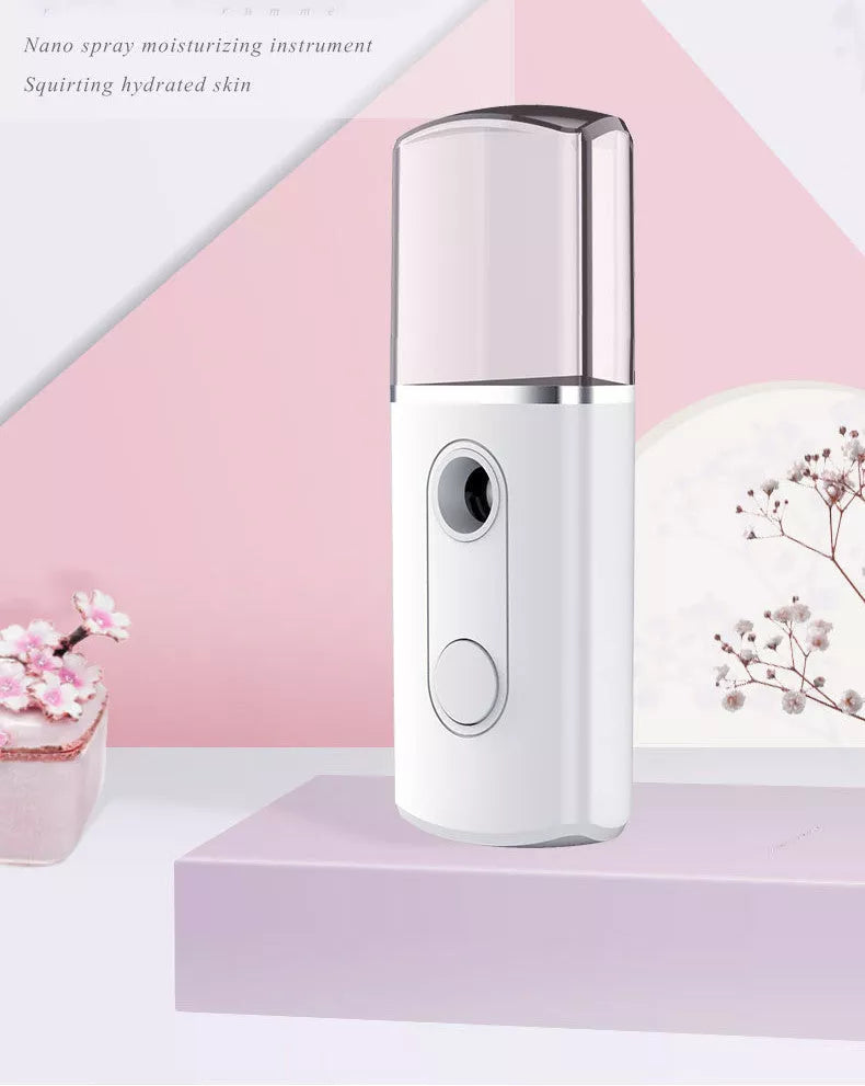 Portable Facial Nano Mist Humidifier in white, black, red, or pink