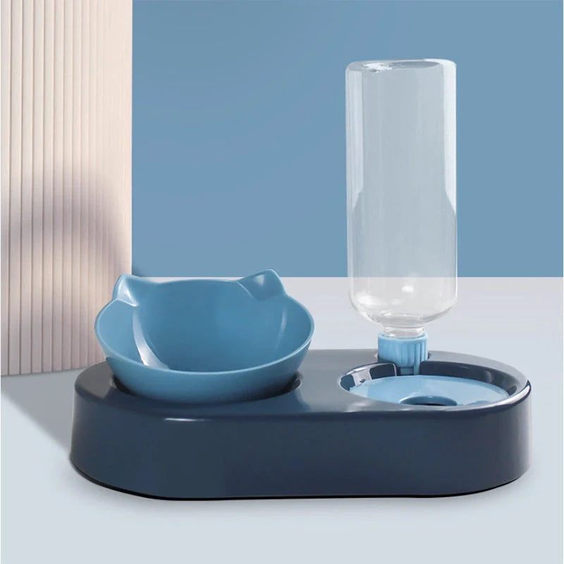 Two-in-One Pet Bowl with Automatic Water Dispenser in various colors