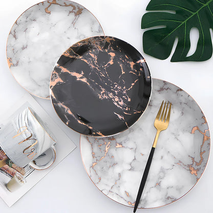 Ceramic Western steak plate with gold accents in 10-inch and 8-inch sizes, multiple colour options