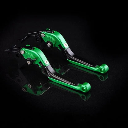 Motorcycle horn handle brake and clutch lever set in anodised metal with adjustable mechanism