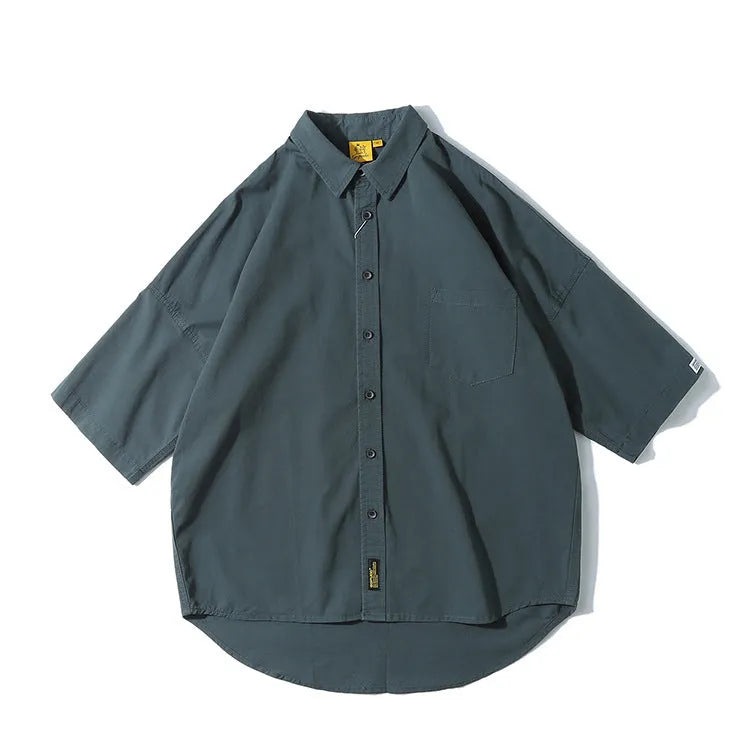 Men's loose-fit Japanese cardigan shirt in cotton for summer, available in multiple colours.