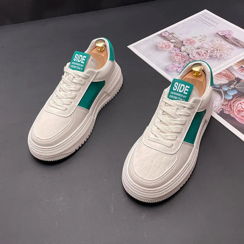 Unisex leisure shoes with cloth upper and rubber foam sole in white-green colour, sizes 38-43