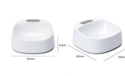 White smart weighing pet bowl with digital display and four stabilising feet for accurate food measurement