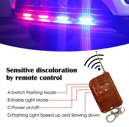 Black car-mounted LED warning light with wireless remote control for automotive emergency signalling