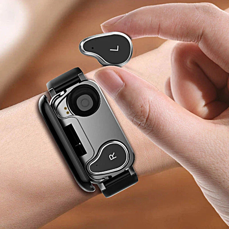 Versatile Bluetooth Bracelet with Wireless Earbuds - Sleek and Functional Wearable Tech Companion