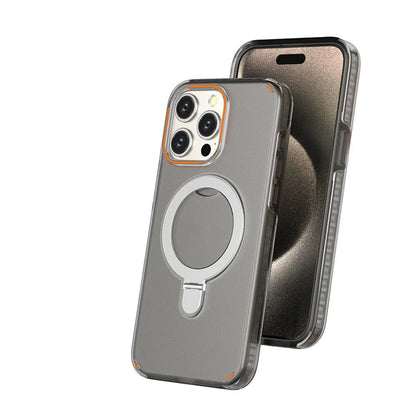 Magnetic smartphone case with kickstand and MagSafe wireless charging compatibility for various iPhone models