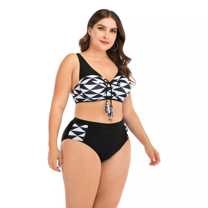 Big cup ladies swimsuit in black, made with durable nylon fabric for support and style