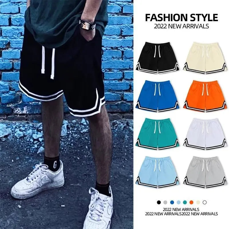 Men's elastic polyester shorts in various colours for summer sports and leisure activities