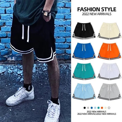 Men's elastic polyester shorts in various colours for summer sports and leisure activities