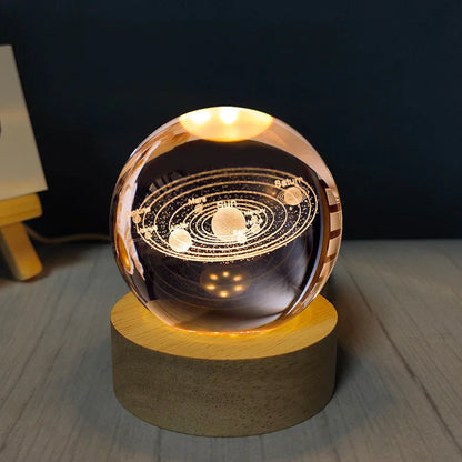 White crystal ball night light with USB plug showing uniform illumination and decorative design options