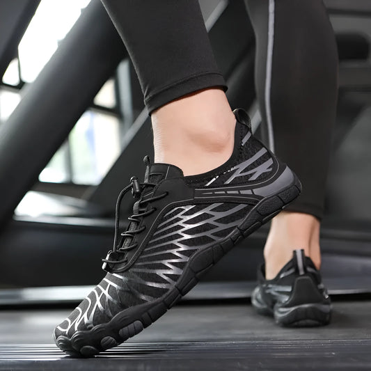 Men's outdoor sports shoes with lace-up front, breathable gauze lining, and non-slip rubber soles in multiple colour options
