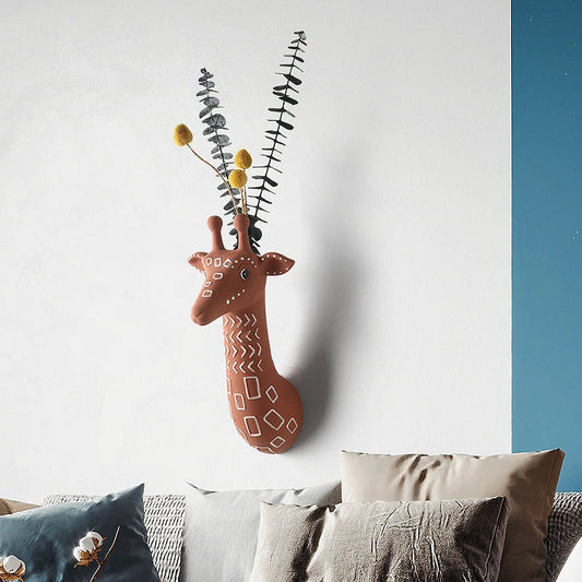 Elegant ceramic animal wall vases in rabbit, brown bear, and giraffe designs, perfect for adding nature-inspired decor to your home