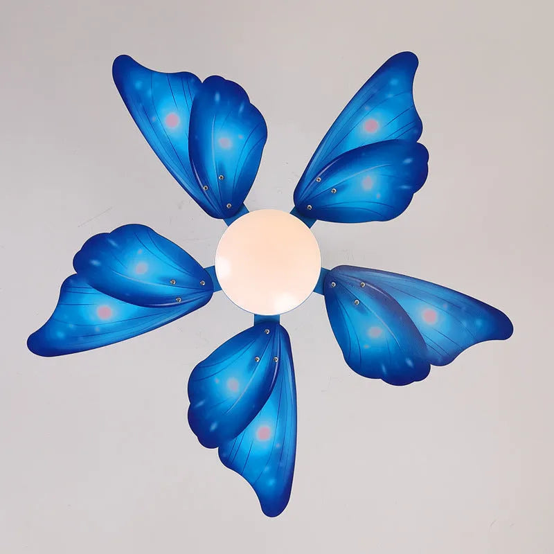 42-inch ceiling fan chandelier with remote, acrylic shade, wooden blades, 1.06m, blue or pink, 220V
