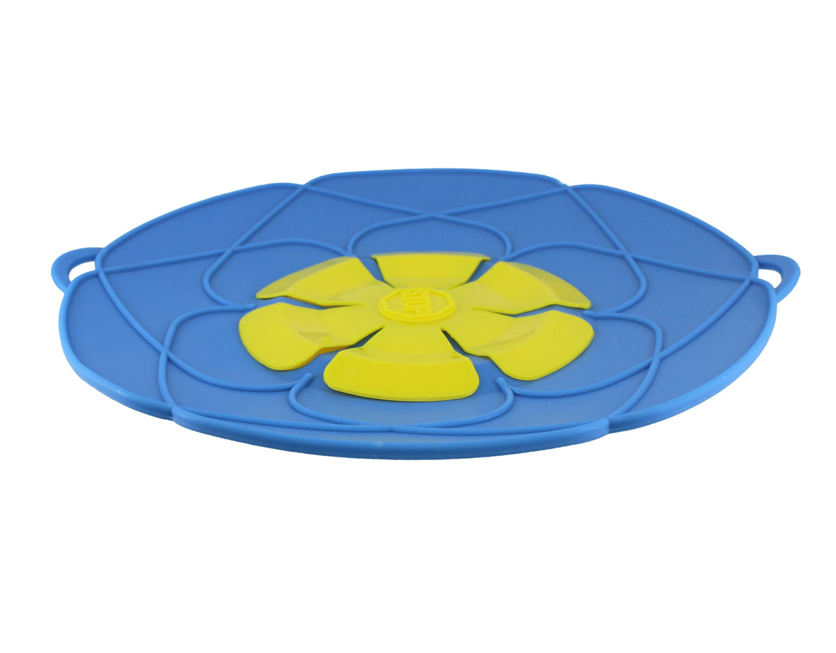 Green silicone spill stopper pan lid for pots and pans 8 to 10 inches, heat-resistant and dishwasher safe