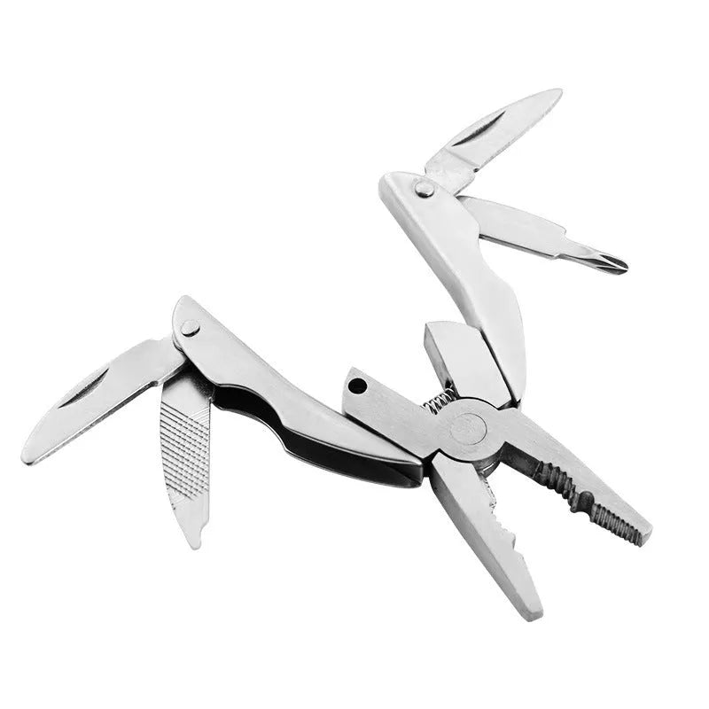 Compact mini multi-tool pliers with 2Cr13 steel construction for durability