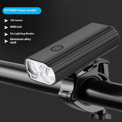 Aluminium alloy bicycle headlight with USB Type-C charging port and quick-release mounting system