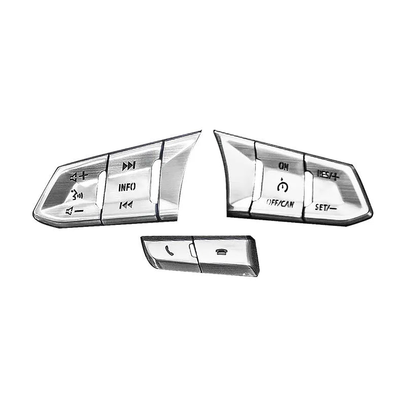 Aluminium alloy steering wheel decorative stickers in brushed red, silver, and blue transparent button designs