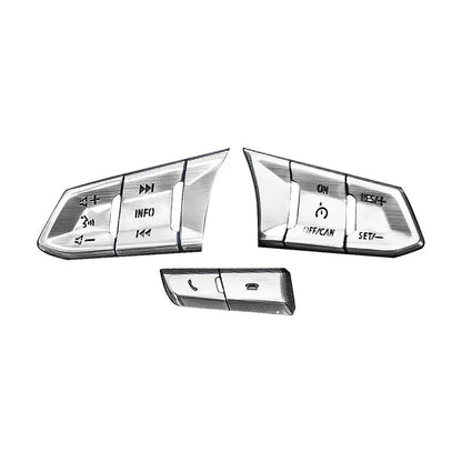 Aluminium alloy steering wheel decorative stickers in brushed red, silver, and blue transparent button designs