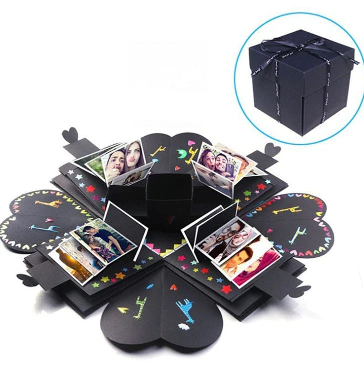 Premium craft paper keepsake gift box with adhesive photo album for organizing and displaying special occasion photos