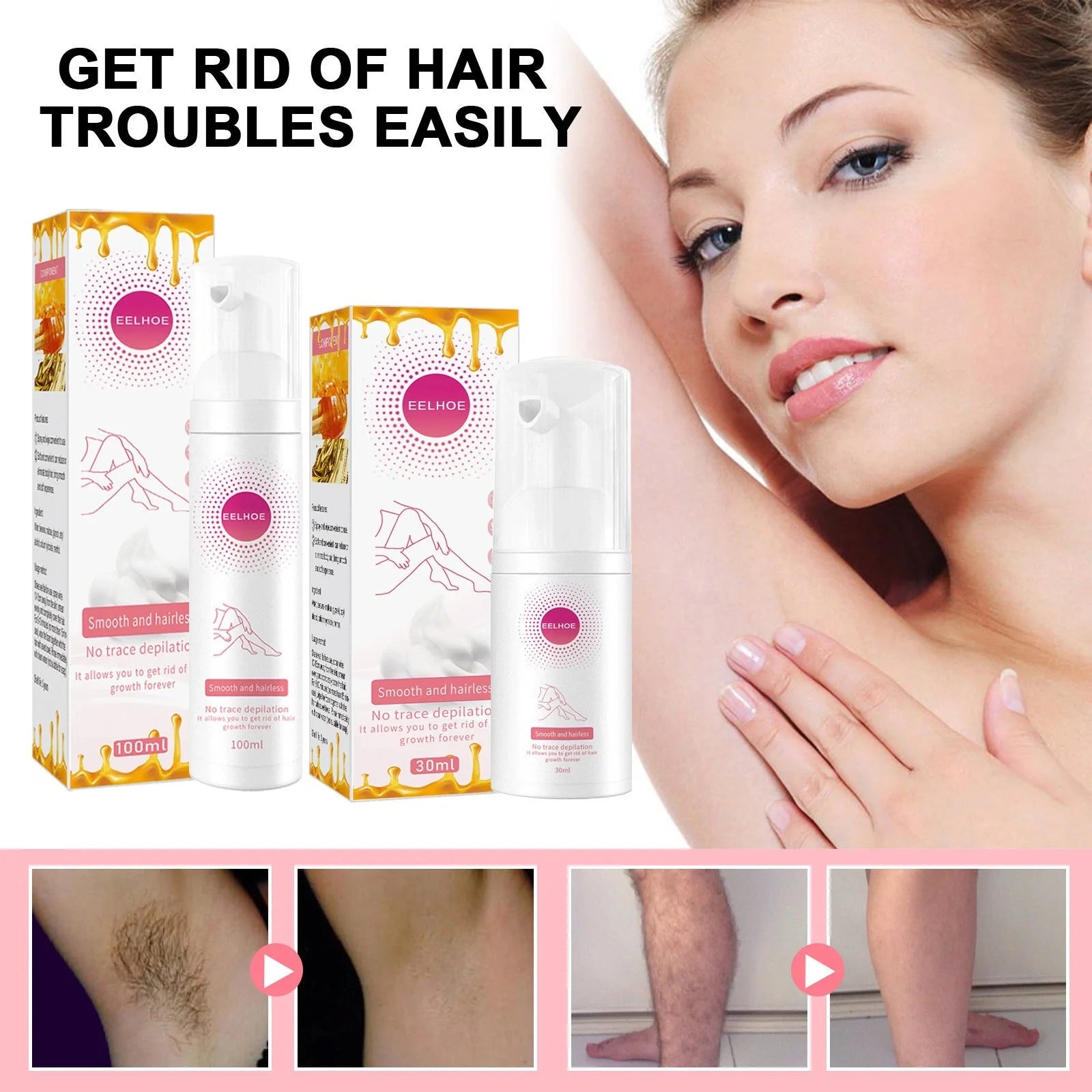 Honey Hair Removal Spray - Natural, Effective, and Nourishing Formula for Effortless All-Over Body Hair Removal