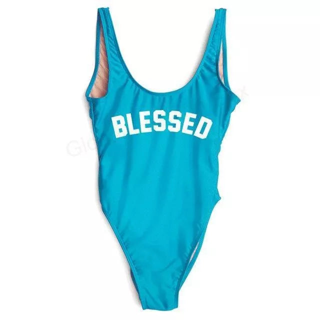 Blessed Swimsuit in various colors, made from durable polyester and nylon