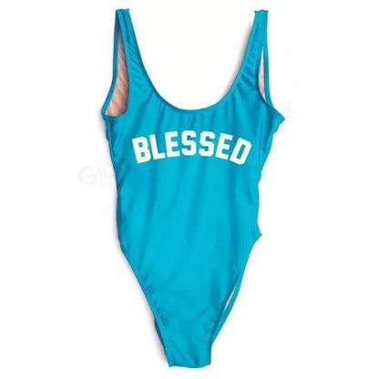 Blessed Swimsuit in various colors, made from durable polyester and nylon