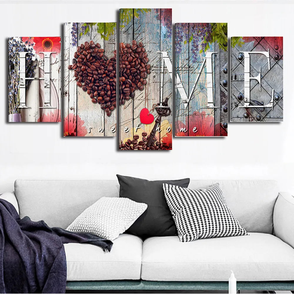 Red home sweet home oil painting print on canvas wall art in multiple sizes