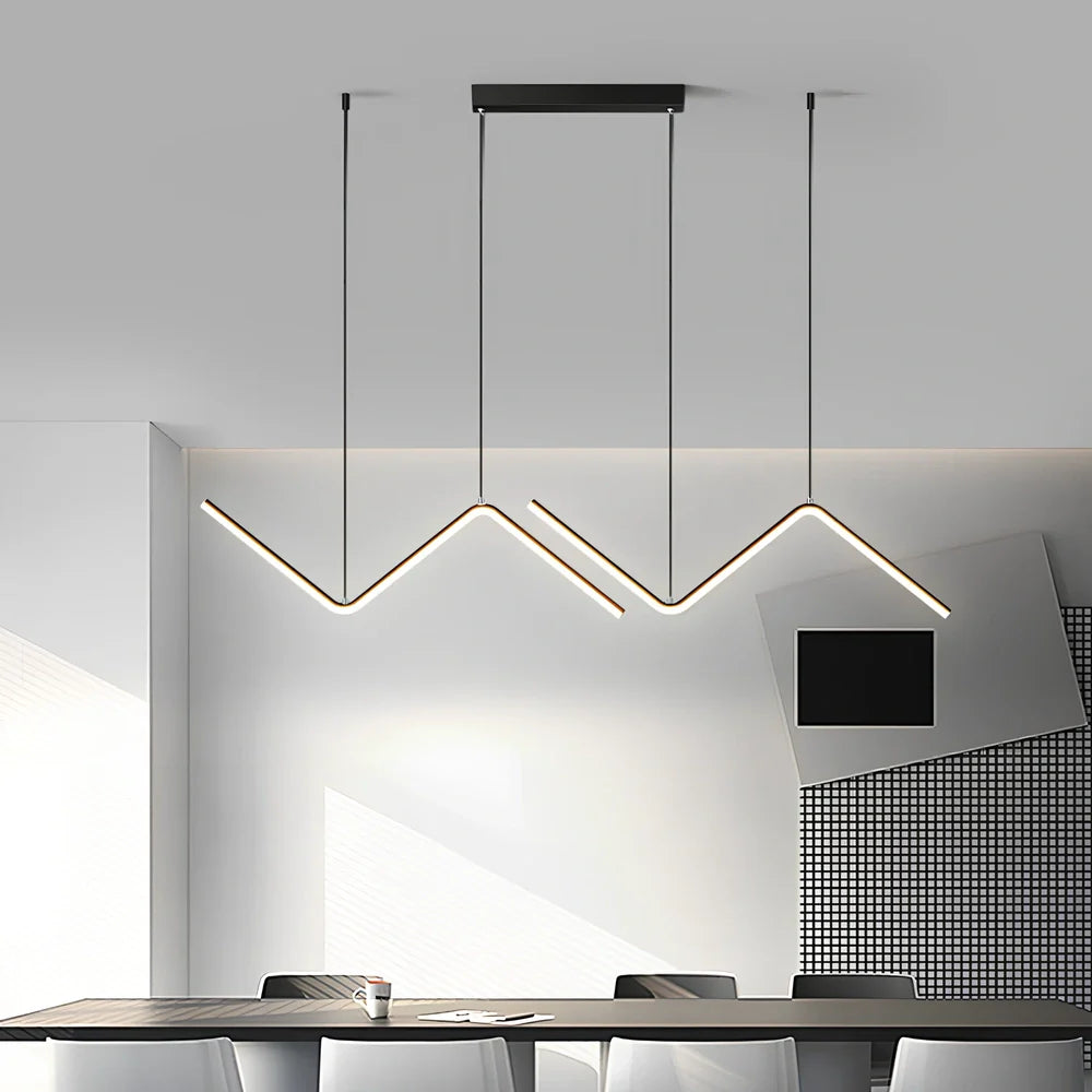 Modern minimalist black LED chandelier 900mm x 1200mm with 1.2m height adjustment and remote dimming