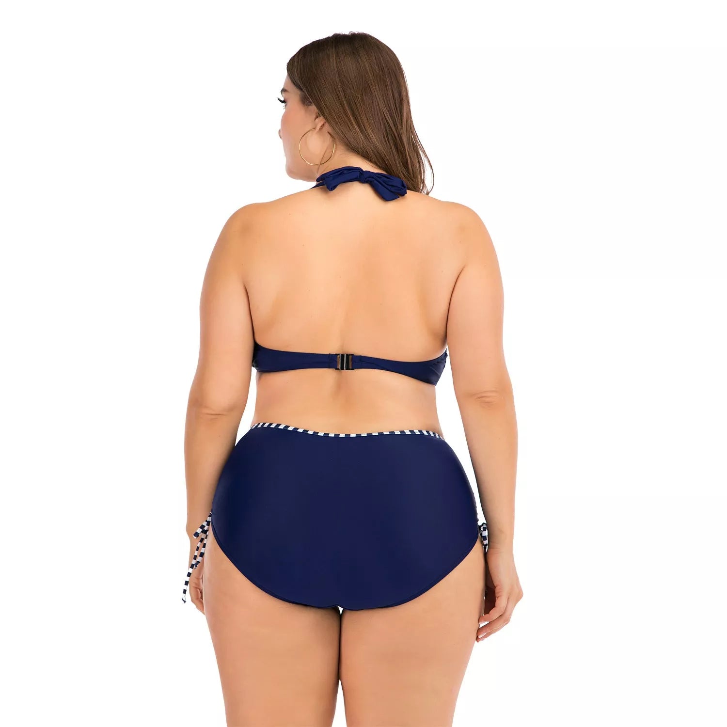 Plus-size underwire bikini with steel support and chest pad in photo color