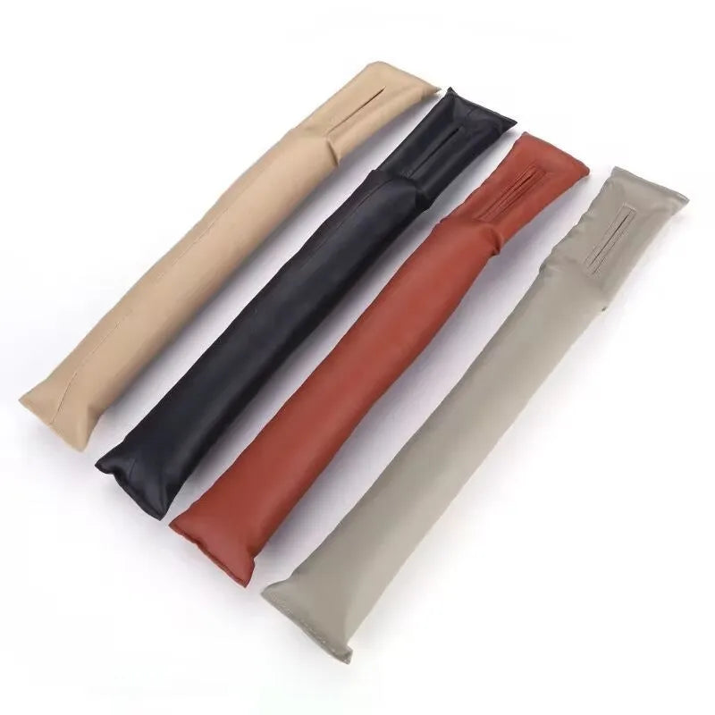 PU leather car seat gap strip in black colour showing adhesive backing and flexible construction