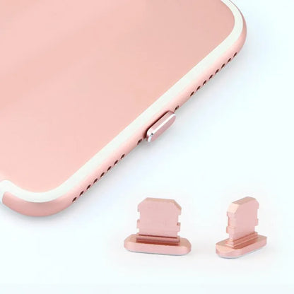 Aluminium alloy dust plug for iPhone Lightning charging port in various metallic colours.