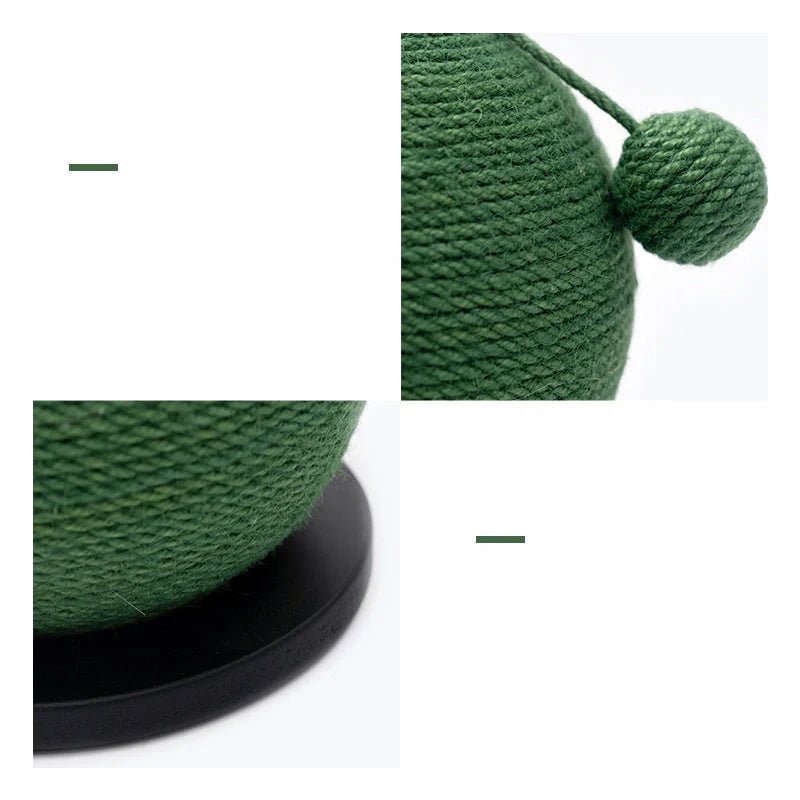 Cactus-shaped cat scratching ball with sisal rope for healthy nails and stress relief